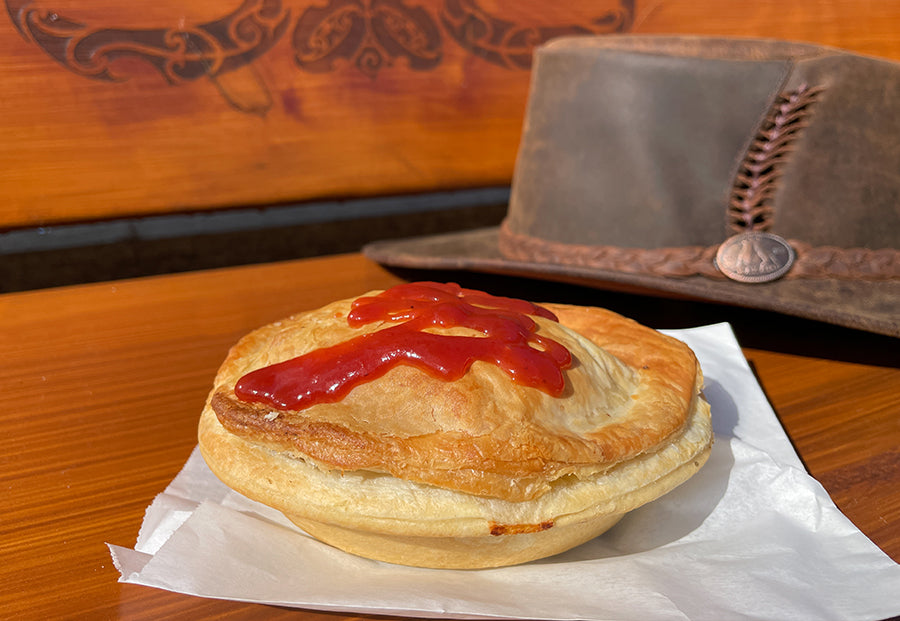 Meat Pie with Tomato Sauce + Kakadu Hat