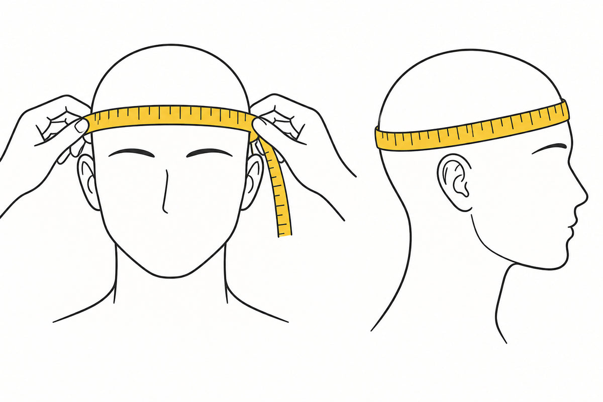 Illustration showing how to measure around the head