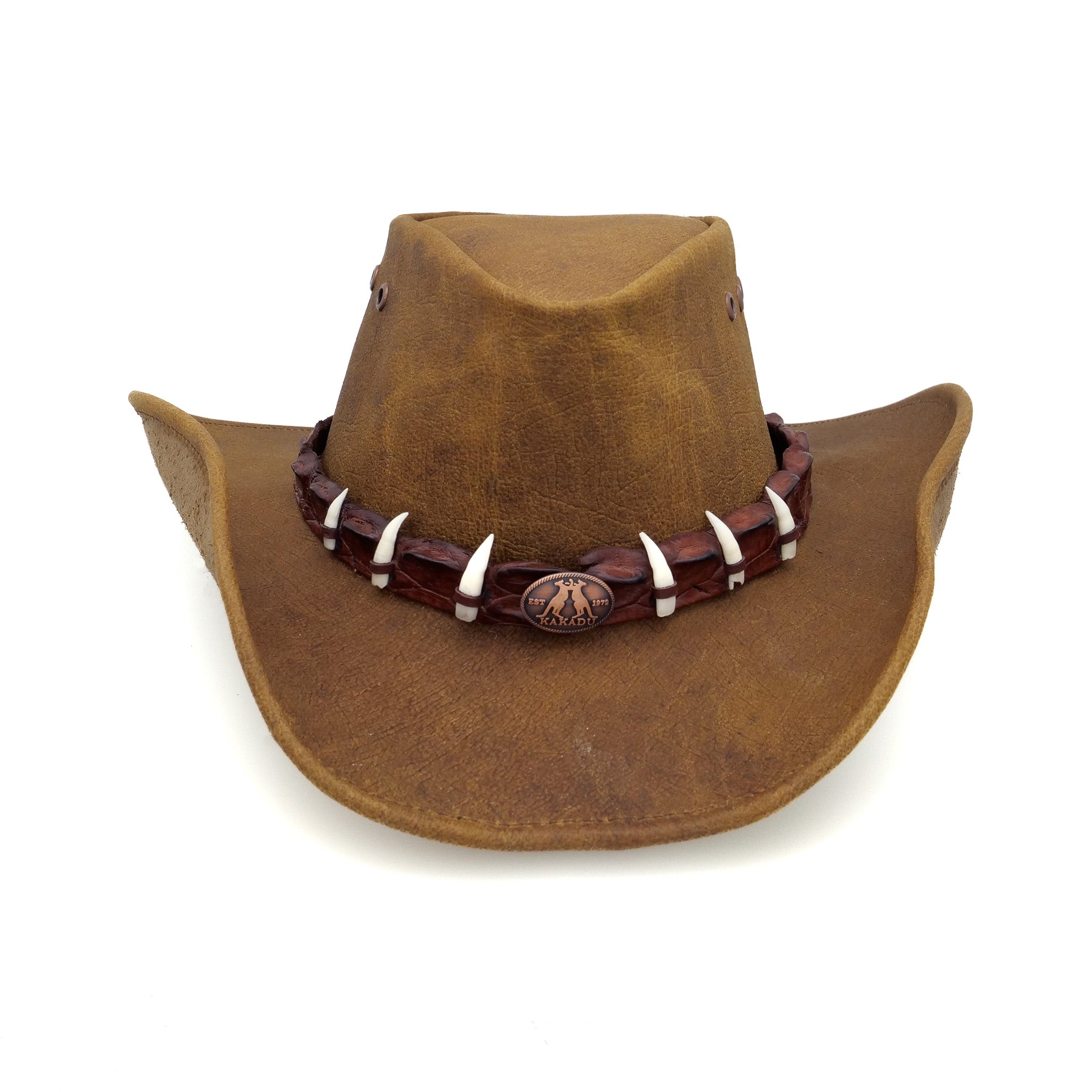 KAKADU TRADERS AUSTRALIA Genuine Australian Hat - Black with Lace-like design Roo Dundee Hat in Ash Brown | Kakadu Traders Australia main image 2