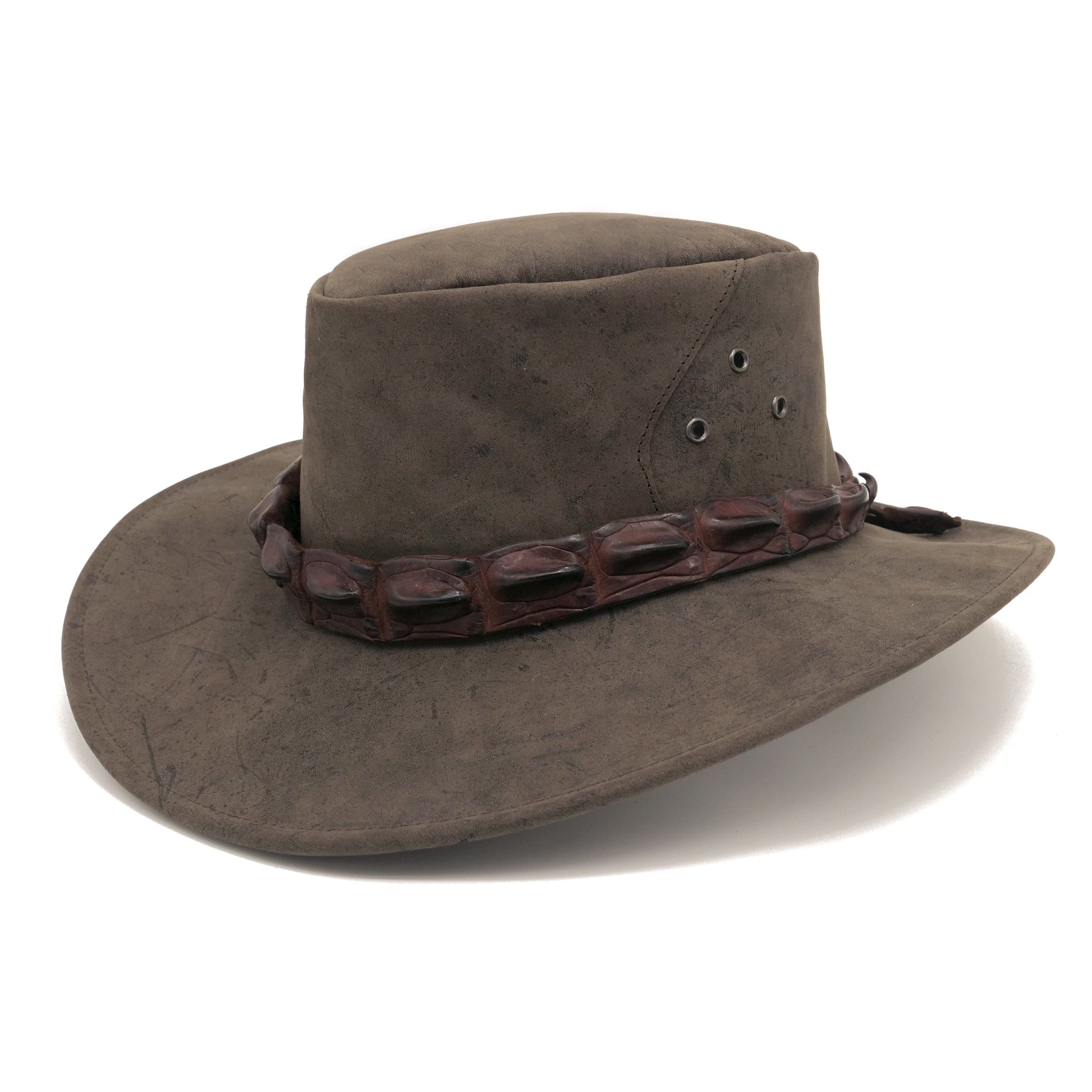 GENUINE CROCODILE LEATHER HAT HANDMADE IN AUSTRALIA DUNDEE 5 jumbo teeth brown e GENUINE CROCODILE LEATHER HAT HANDMADE IN AUSTRALIA DUNDEE 5 jumbo teeth brown e